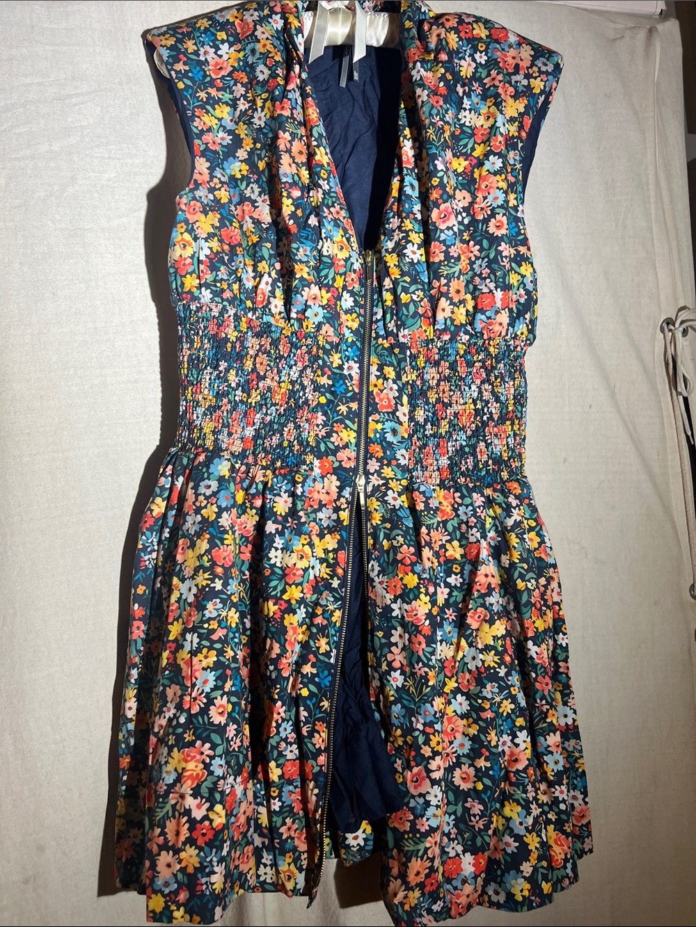 Anthropologie Navy Floral Midi Dress with Multicolor Blossoms NWOT L - Picture 7 of 13